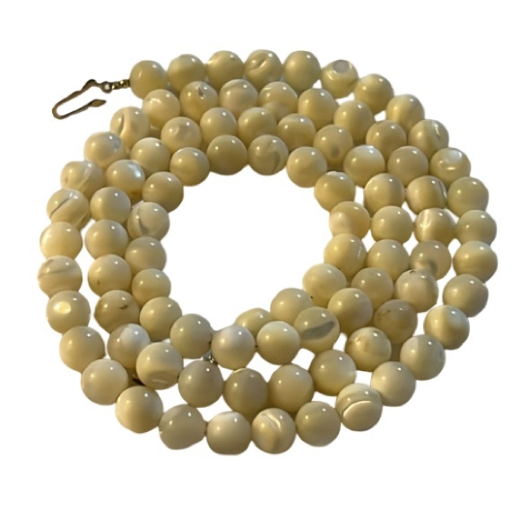 Vintage Art Deco MOP Mother Of Pearl Crystal Beaded Necklace - Picture 7 of 9